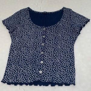 Brandy Melvile Blue Floral Zelly Top